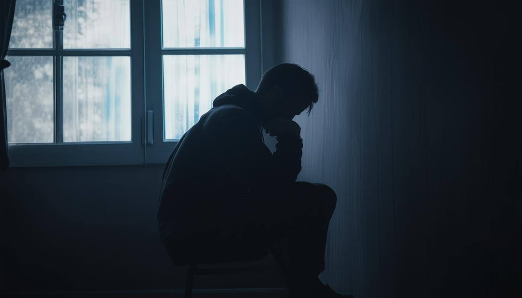 Man sitting in the dark thinking